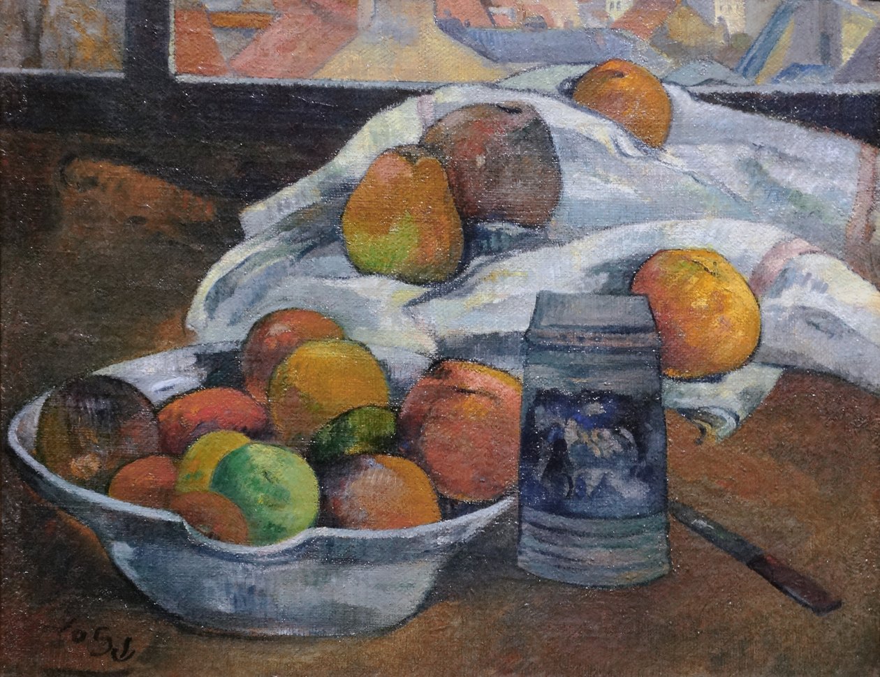 Bowl of Fruit and Tankard before a Window, c.1890 od Paul Gauguin