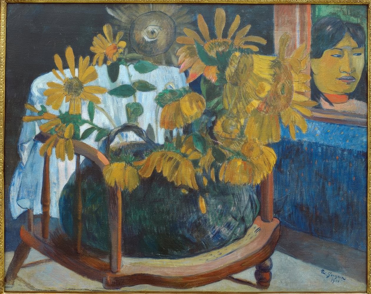 Květiny slunečnice v křesle II od Paul Gauguin