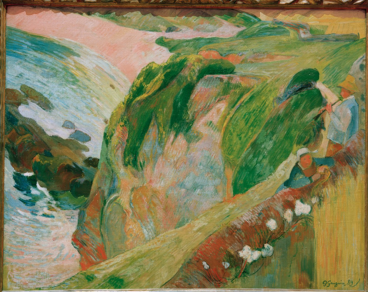 Hráč na ovčáckou flétnu na útesech od Paul Gauguin