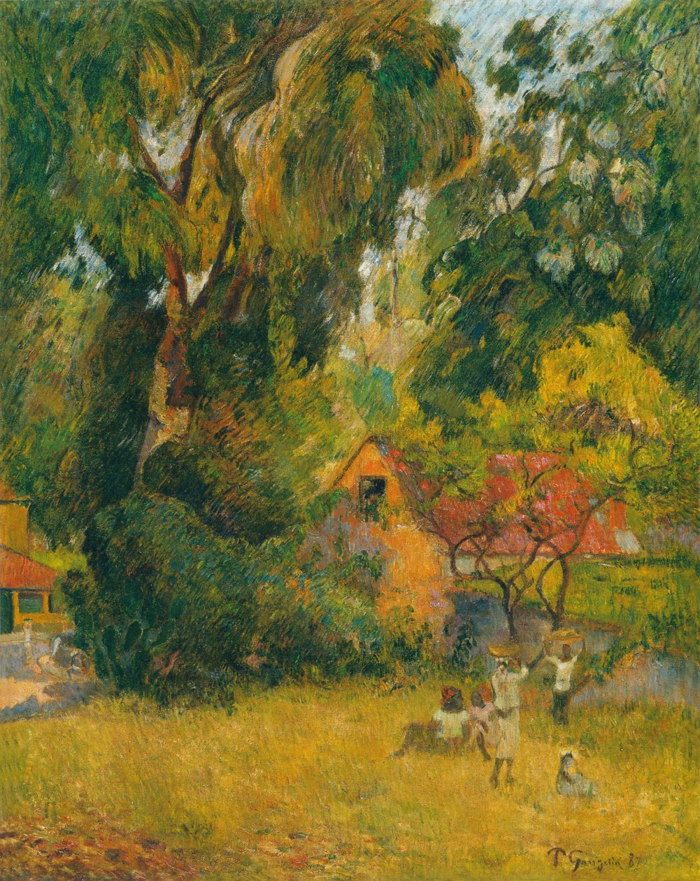 Chatrče pod stromy od Paul Gauguin