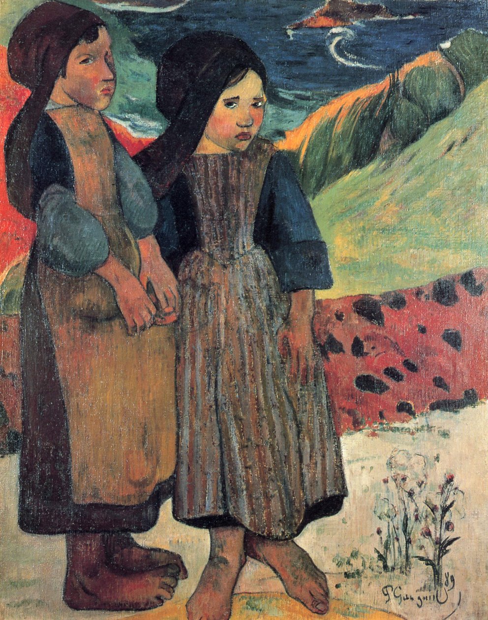 Little Bretons am Meer od Paul Gauguin