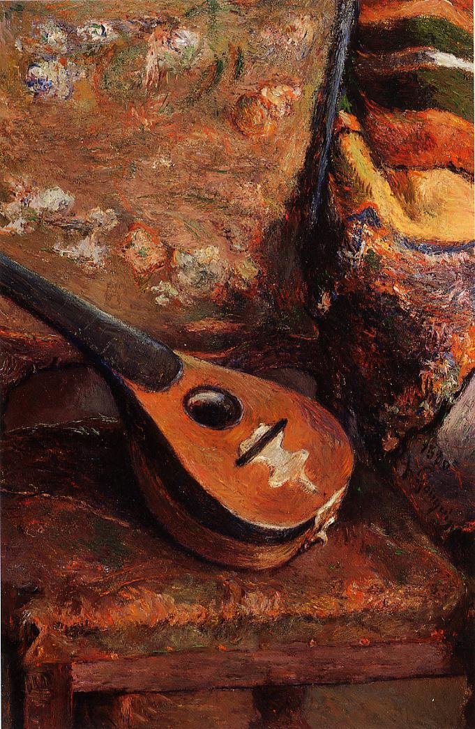 Mandolína na židli od Paul Gauguin