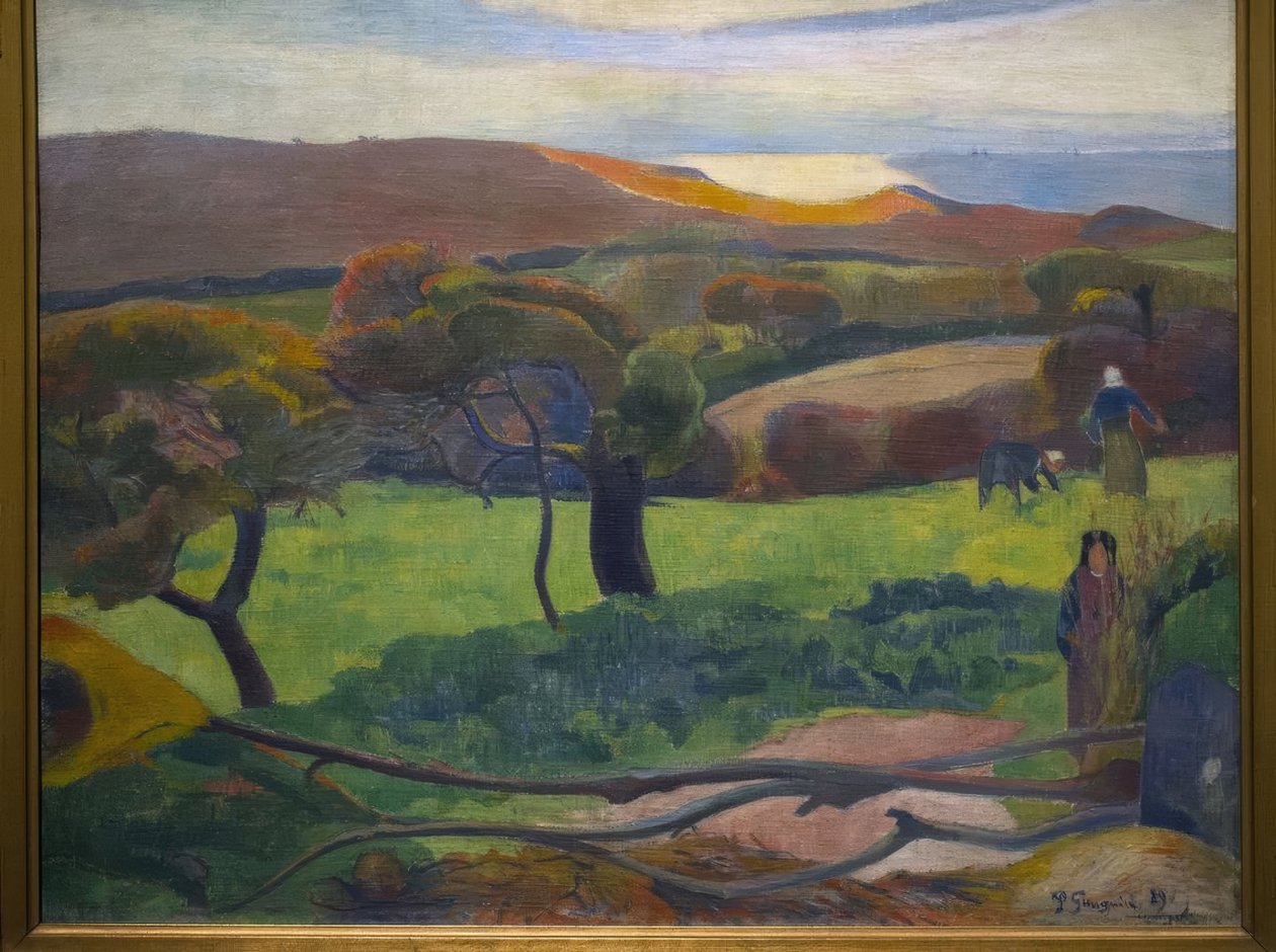 Paul Gauguin (1848–1903). Francouzský malíř. Krajina z Bretaně, 1889. Národní muzeum. Stockholm. Švédsko. od Paul Gauguin