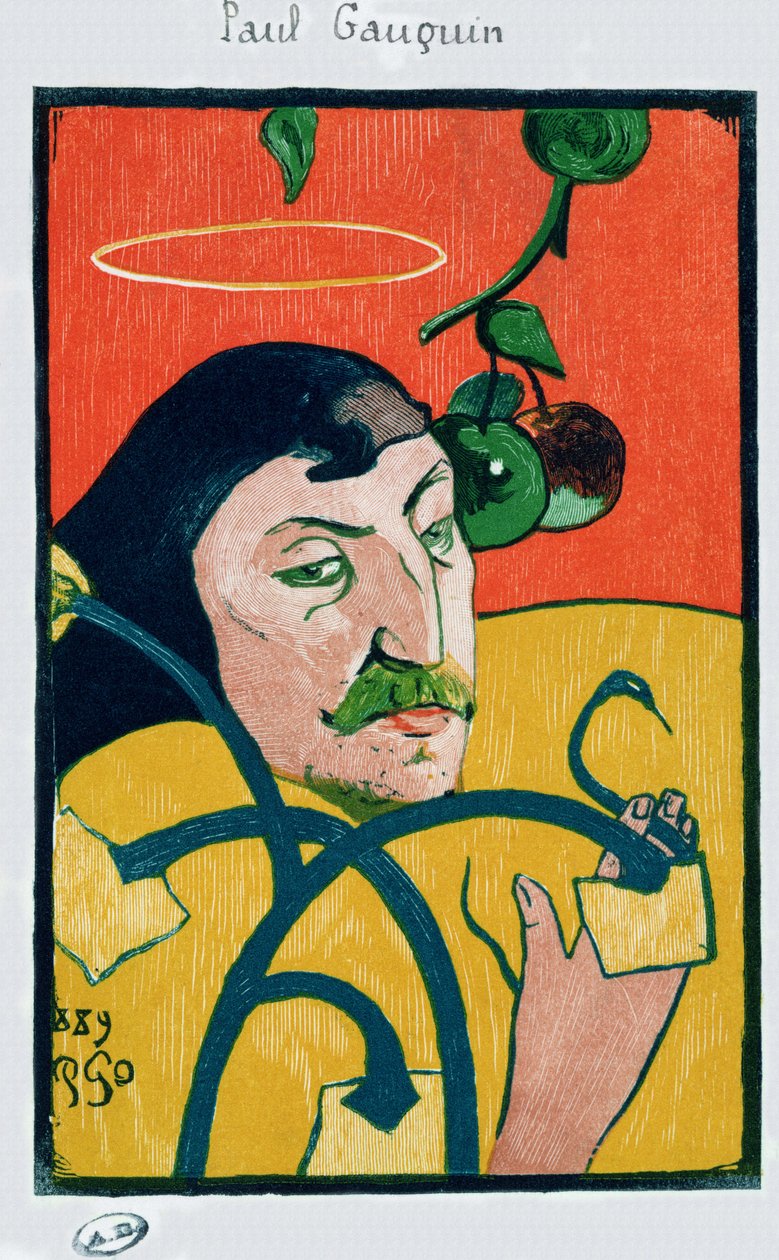 Autoportrét, 1889 (barevný dřevořez) od Paul Gauguin
