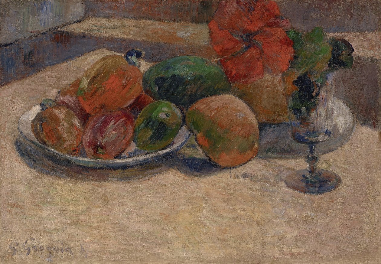 Zátiší s mangem a květem ibišku, 1887 od Paul Gauguin