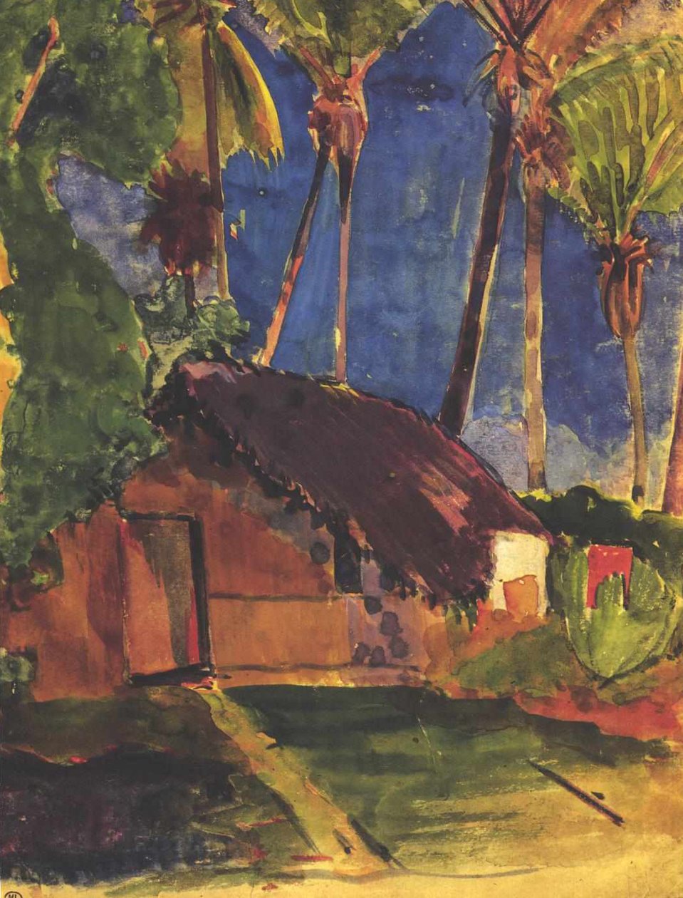 Slámová chata pod palmami od Paul Gauguin