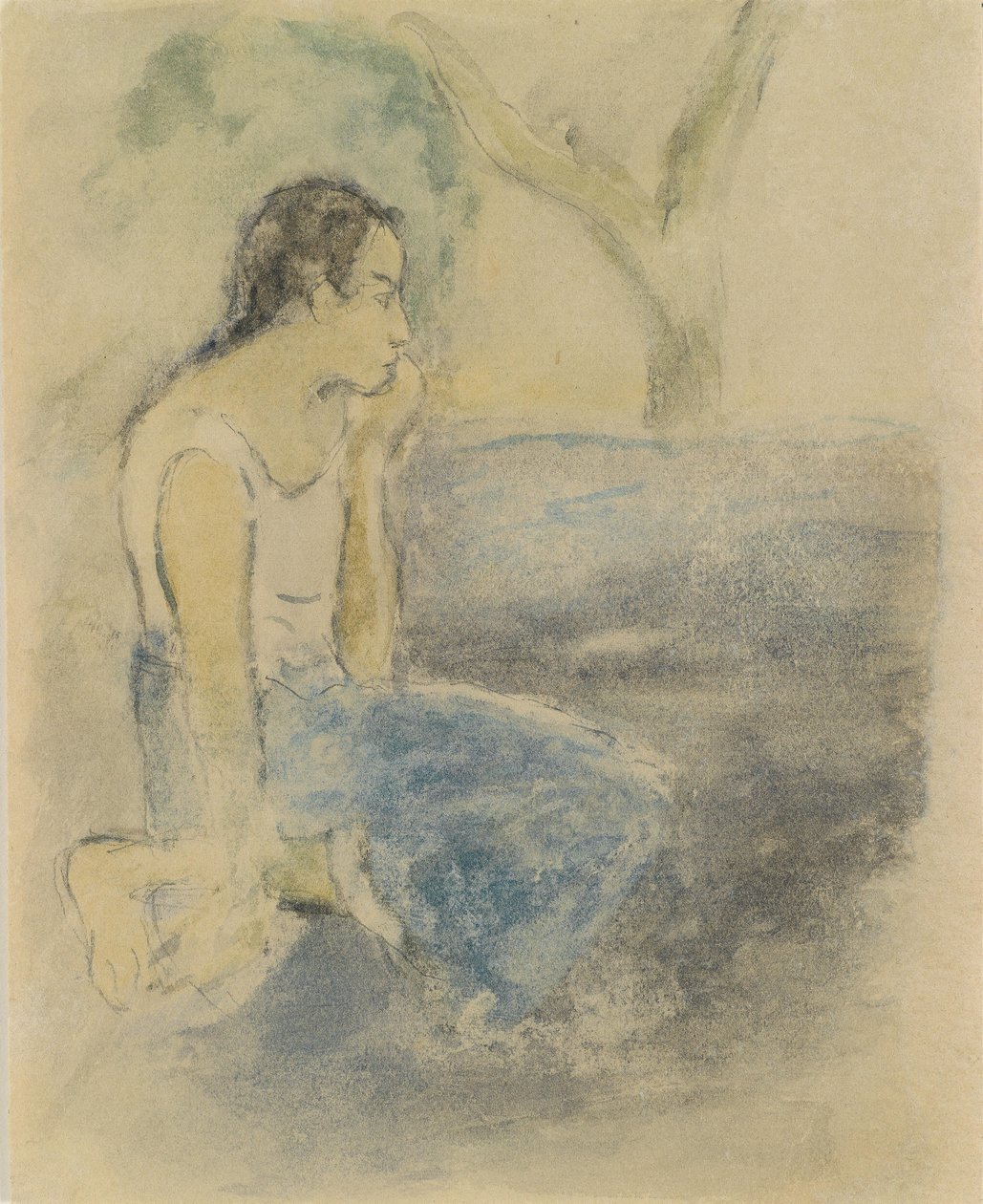 Tahitský sedí od Paul Gauguin