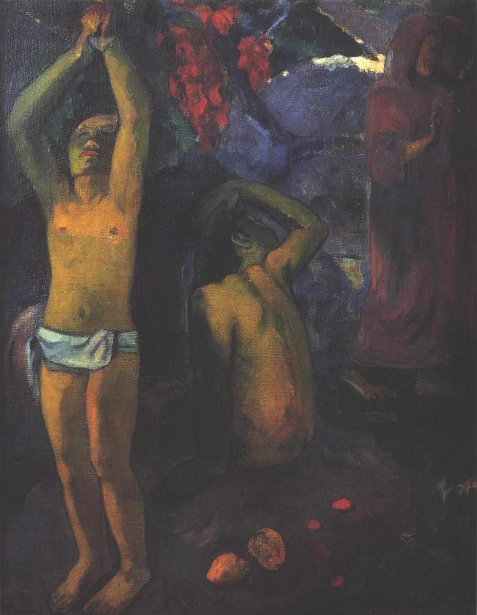 Tahitský muž se zdviženýma rukama od Paul Gauguin