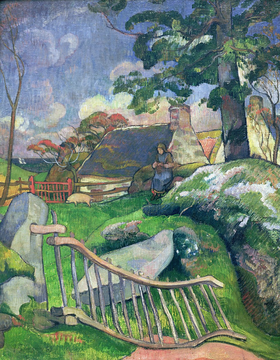 Dřevěná brána aneb Chovatel prasat, 1889 od Paul Gauguin