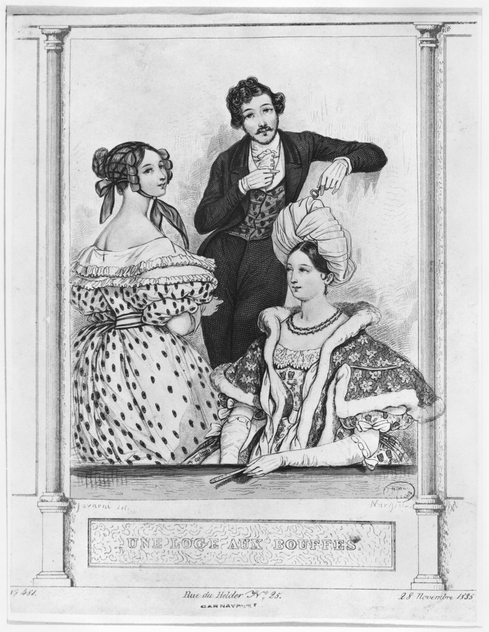 Divadelní box u Bouffes, vyrytý Jean Denis Nargeot (nar. 1795) 28. listopadu 1835 od Paul Gavarni