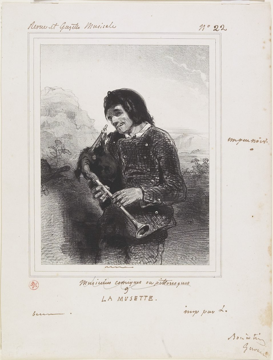 La Musette (Hráč na dudy), 1844 od Paul Gavarni