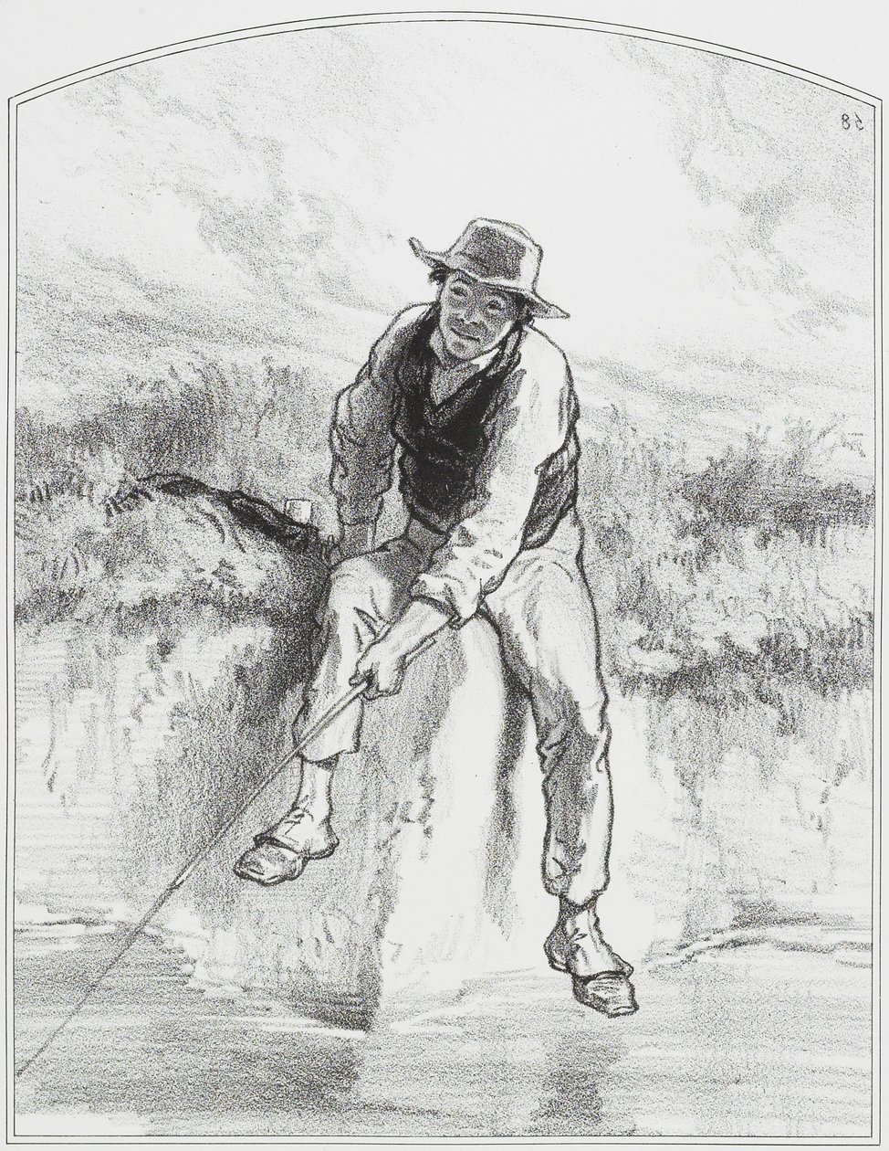 Rybaření, deska 7 z Les Toquades, 1858 od Paul Gavarni
