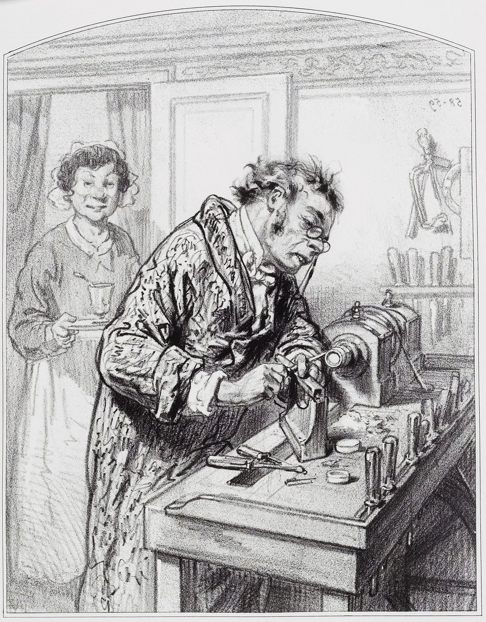 Prohlídka, deska 14 z knihy Les Toquades, 1858 od Paul Gavarni