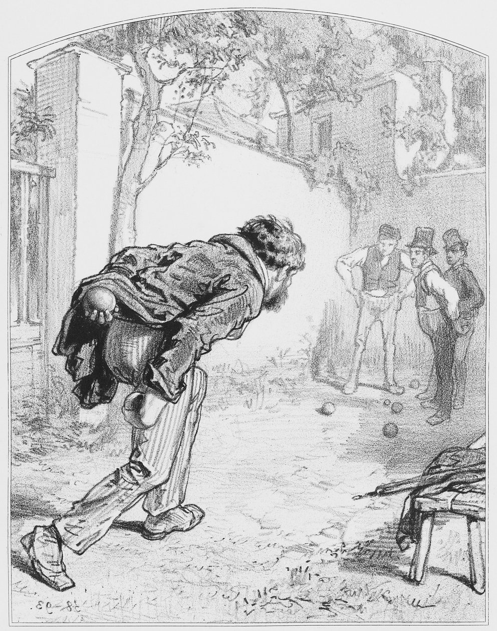 Les boules, Plate 11 z Les Toquades, 1858 od Paul Gavarni