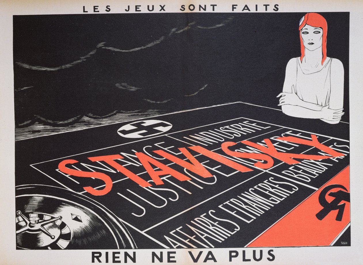 „Rien ne va Plus“, karikatura o aféře Stavisky, z brožury „Parlons Francais“, 1934 od Paul Iribe