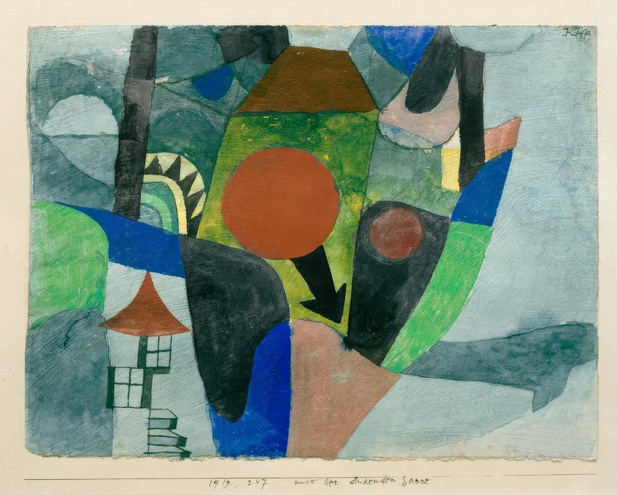 Krajina se zapadajícím sluncem od Paul Klee