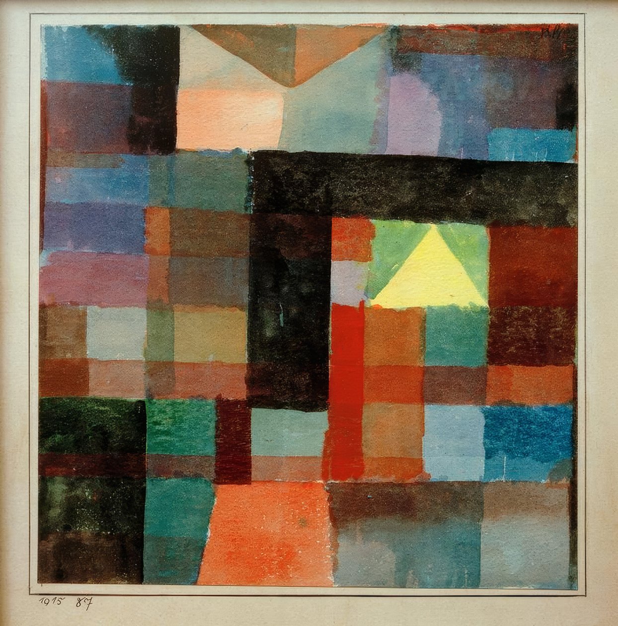 Architektura místností se žlutou pyramidou / studená-teplá od Paul Klee