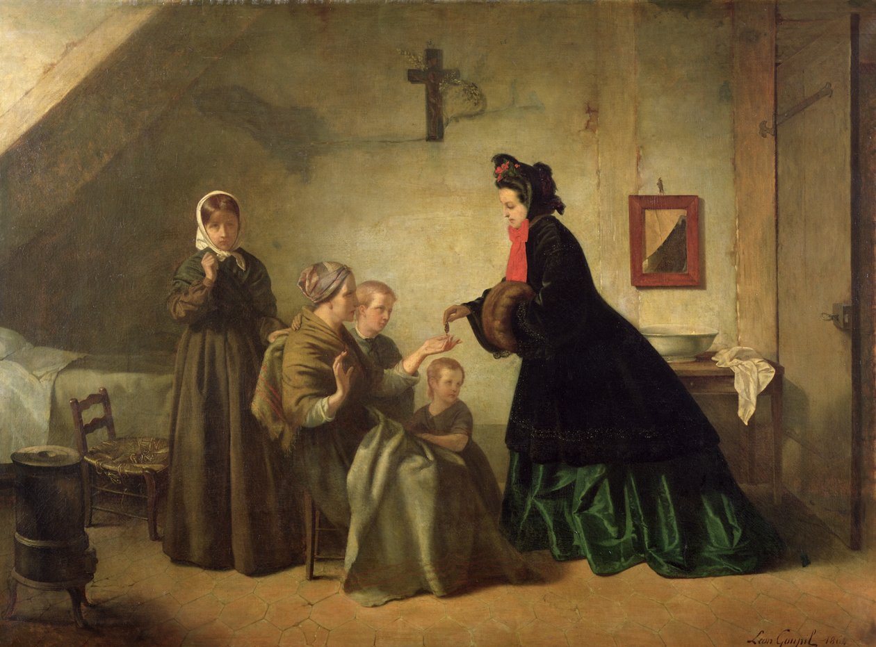 Císařovna Eugenie (1826-1920) na návštěvě u nešťastníka, 1864 od Paul Leon Lucien Gopil