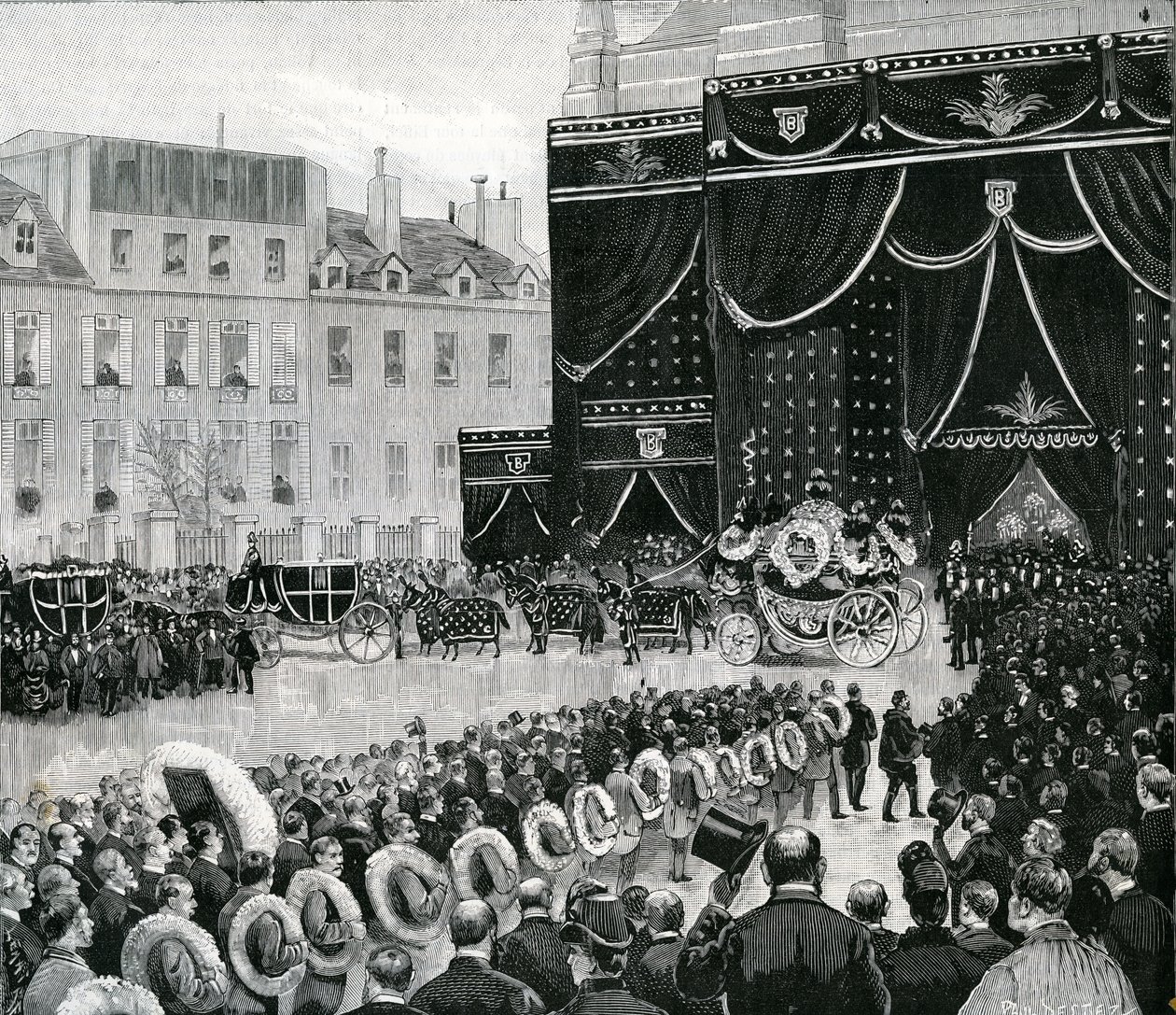 Příchod pohřebního průvodu Marguerite Boucicaut do kostela Saint-Thomas dAquin v Paříži, 1887 od Paul Destez