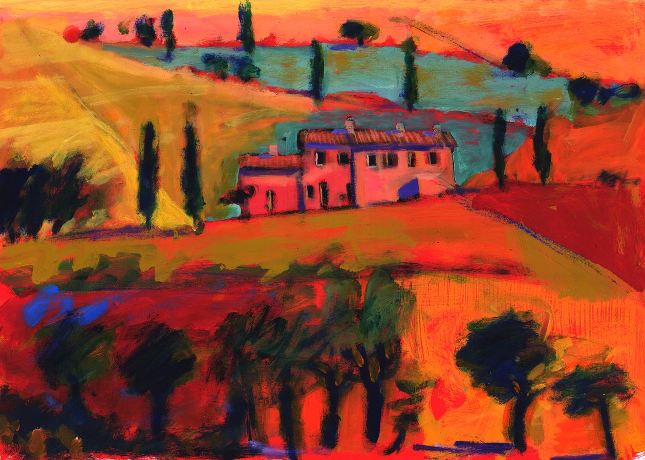 Toskánsko, 2008 (akryl na palubě) od Paul Powis