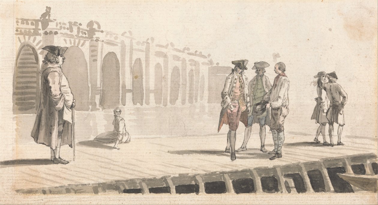 Skupina mužů na Westminsterském molu od Paul Sandby