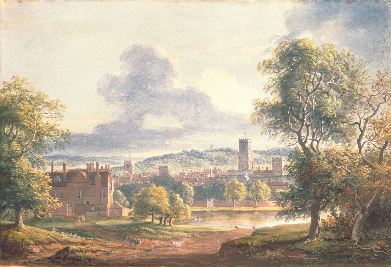 Pohled na Ipswich (čb, kvaš na papíře) od Paul Sandby
