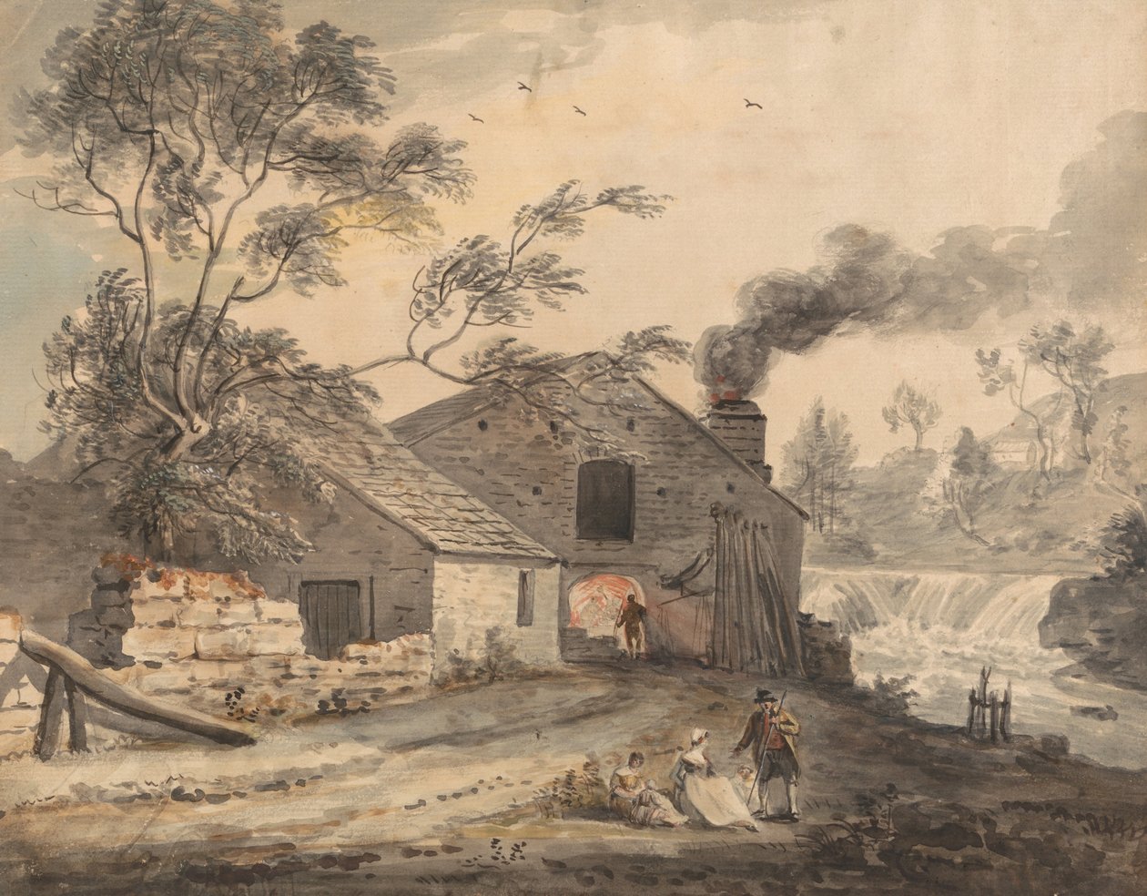 Železná kovárna na řece Kent, Westmorland od Paul Sandby