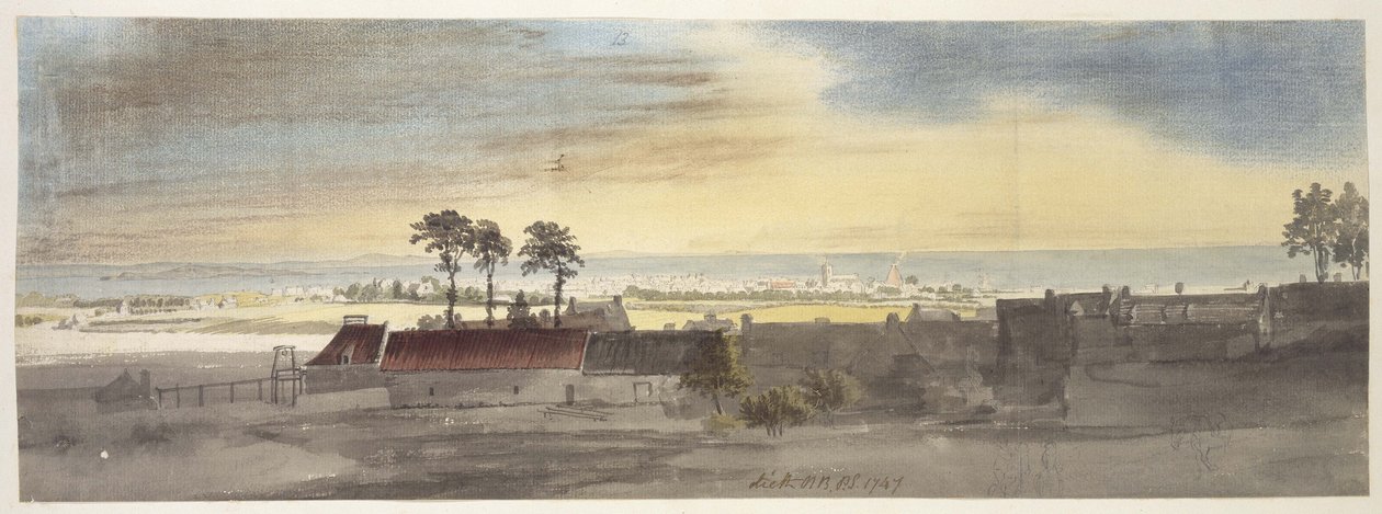 Leith, 1747 (akvarel a trocha barevné křídy přes náznaky v grafitu) od Paul Sandby