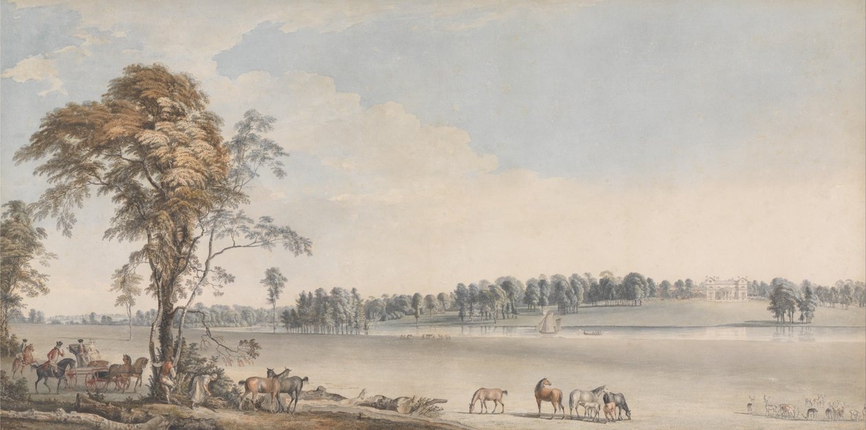 Pohled na severozápad na Wakefield Lodge v Whittlebury Forest, Northamptonshire od Paul Sandby