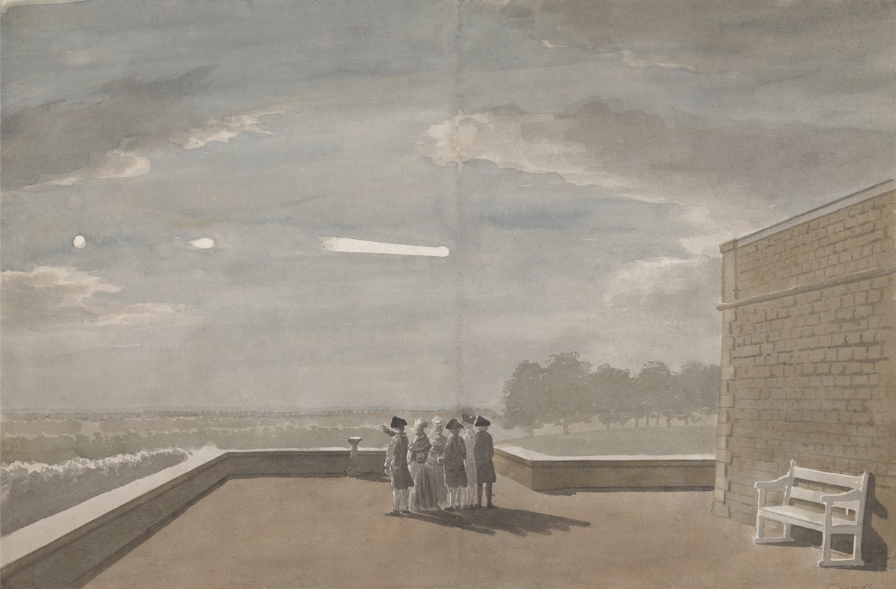 Meteor z 18. srpna 1783, při pohledu z východního úhlu severní terasy, hrad Windsor od Paul Sandby