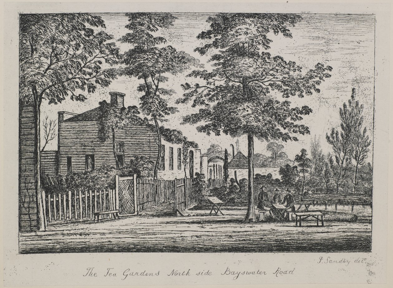 The Tea Gardens, severní strana Bayswater Road, c.1780 od Paul Sandby