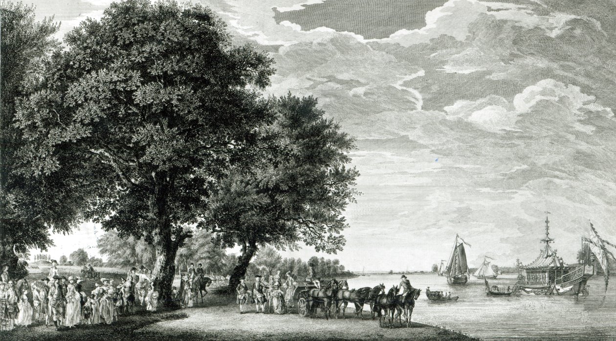 Pohled na severní stranu řeky Virginie poblíž Manour Lodge od Paul Sandby