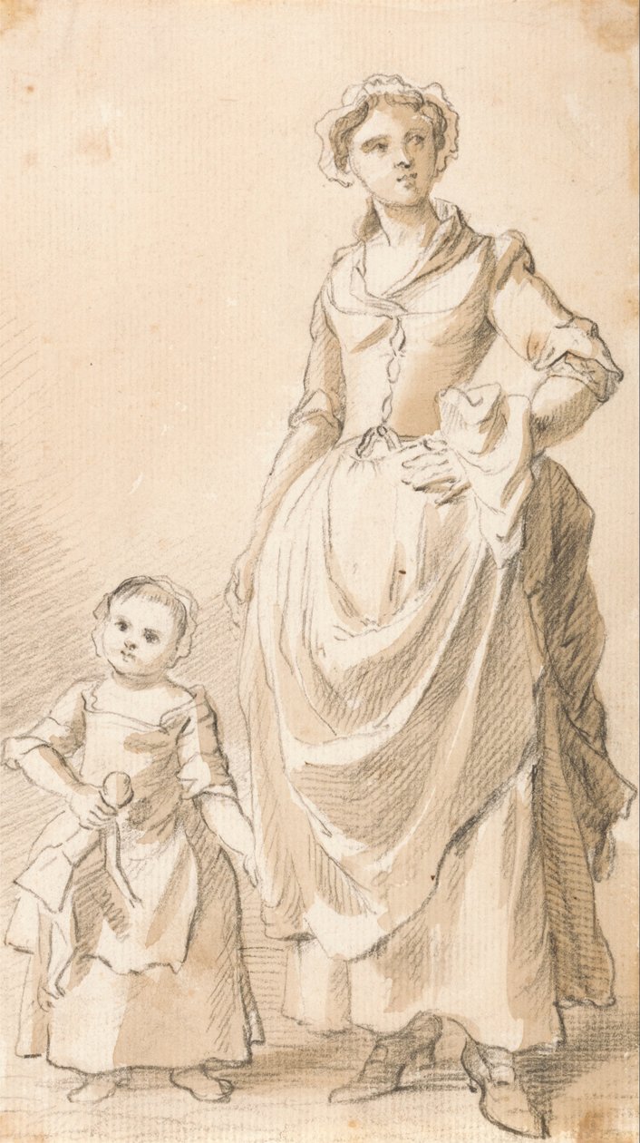 Žena a dítě drží panenku od Paul Sandby