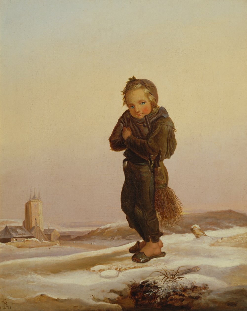 Dětský kominík ve sněhu, 1876 od Paul Seignac