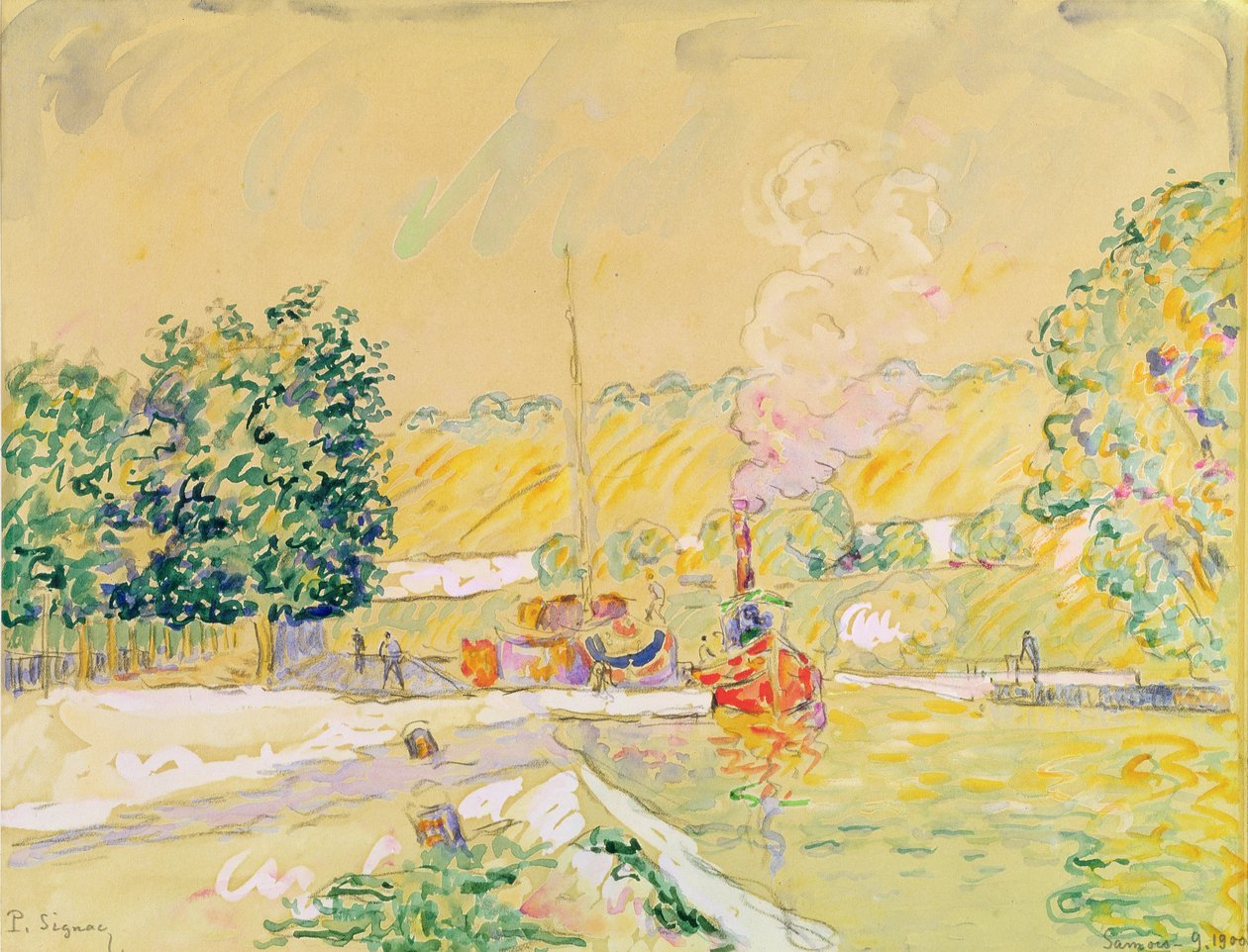 Zámek v Sannois, 1900 (akvarel na papíře) od Paul Signac