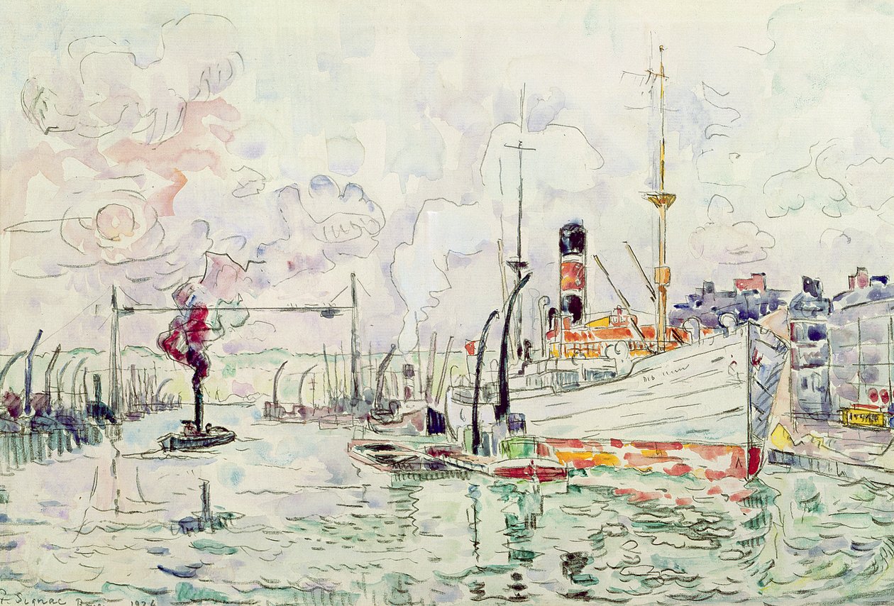 Rouen, 1924 (tužka a wc na papíře) od Paul Signac