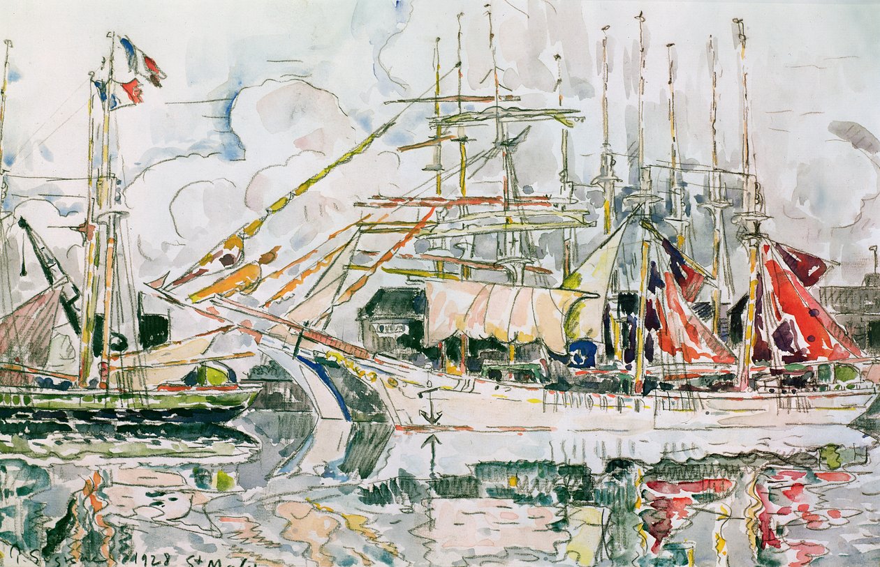Saint-Malo, 1928 (tužka a wc na papíře) od Paul Signac