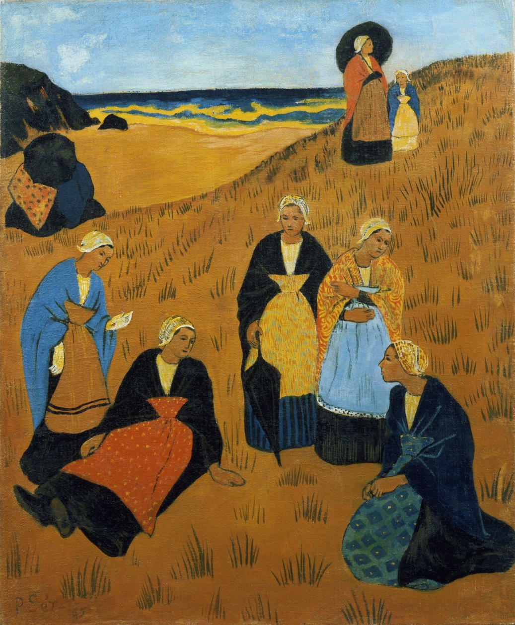 Mladé bretaňky v šátcích, aneb Dívky z Douarnenez, 1895 od Paul Sérusier
