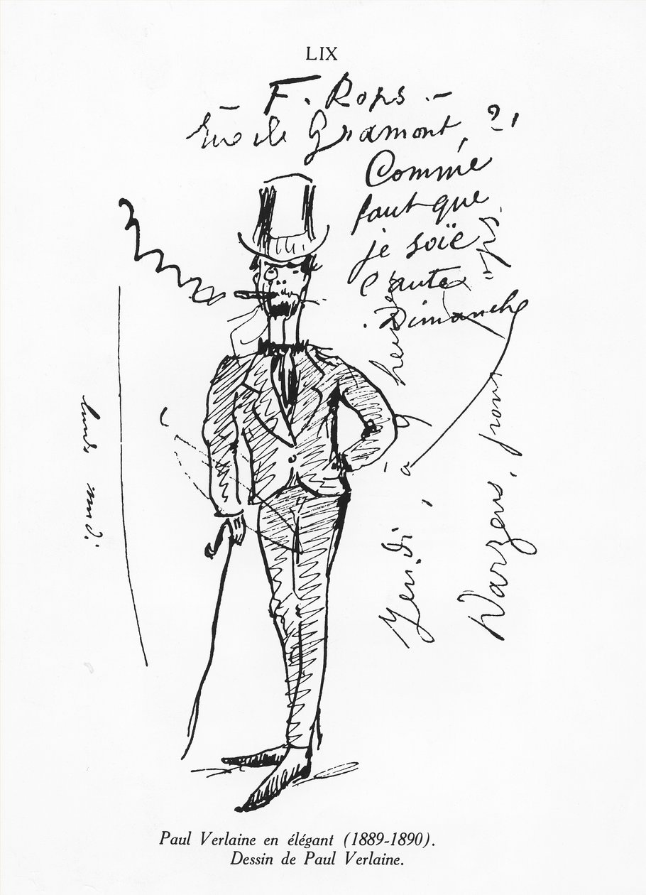 Autoportrét Paula Verlaina, elegantní, 1889-90 od Paul Verlaine
