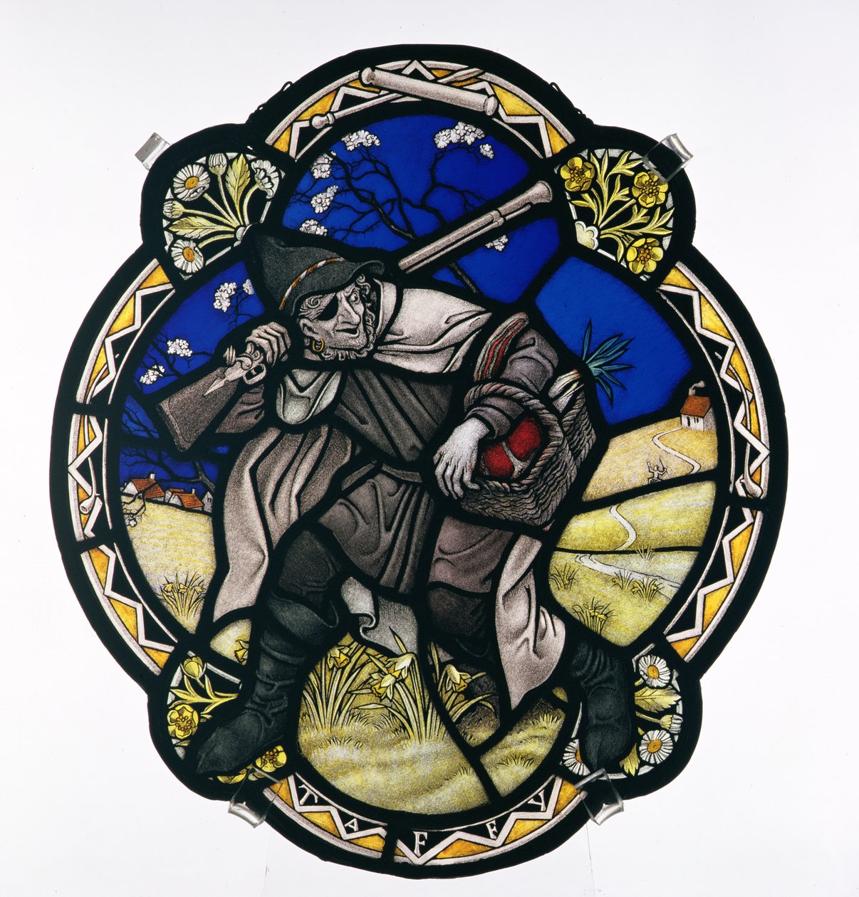 Taffy byl Velšan, malovaný skleněný panel, kolem 1930-37 od Paul Vincent Woodroffe