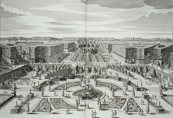 Velká kaskáda v Knížecím paláci a zahradách v Berlíně, rytina Karla Remsharda (1678-1735), vydáno asi 1711-16 (rytina) od Paul Decker