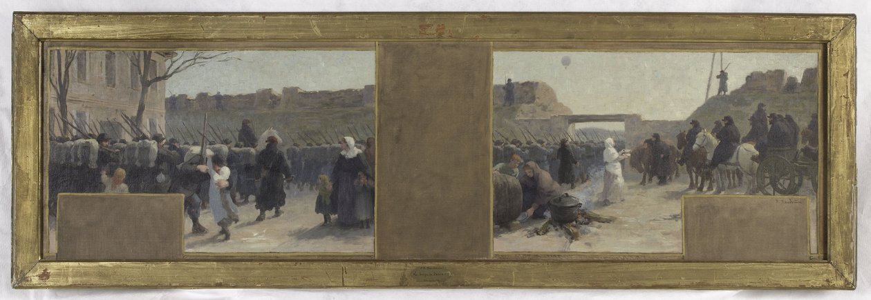 Nákres kanceláře prefekta v Hôtel de Ville: Odchod vojsk během obléhání Paříže v roce 1870 od Paul Albert Baudouin