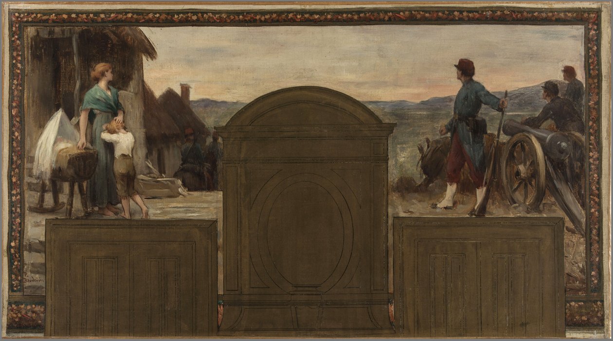 Skica pro radnici v Saint-Maur-des-Fossés: Maternité et Patrie - La défense de la Patrie, 1883 (olej na plátně (brnění)) od Paul Albert Baudouin