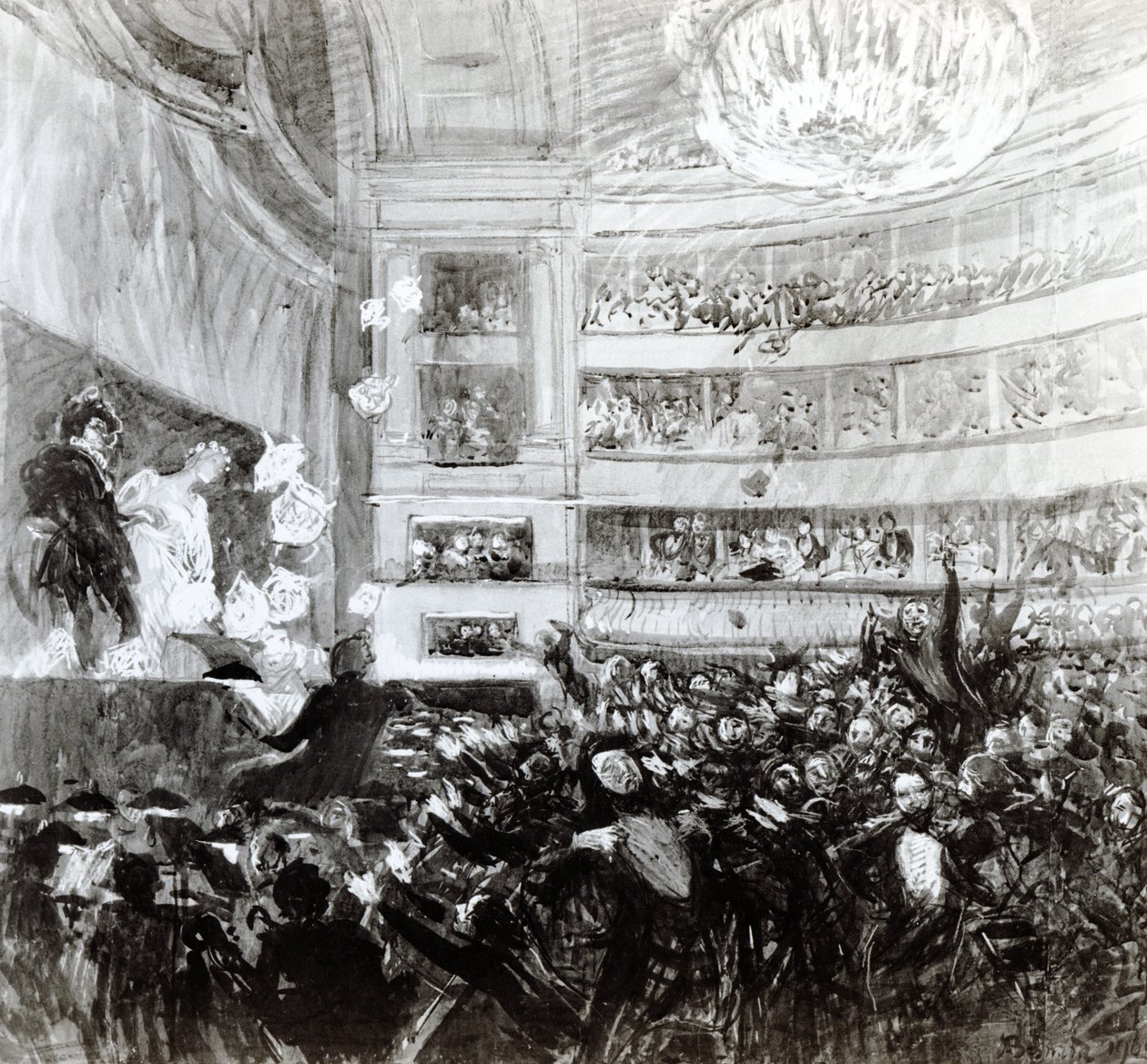 Bitva u Hernani u Comedie Francaise 25. února 1830, 1909 od Paul Albert Besnard