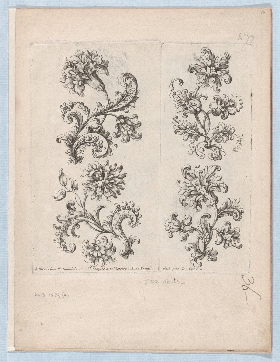 Série malých květinových motivů, deska 1, ca. 1670-85, ca. 1670-85. od Paul Androuet Du Cerceau