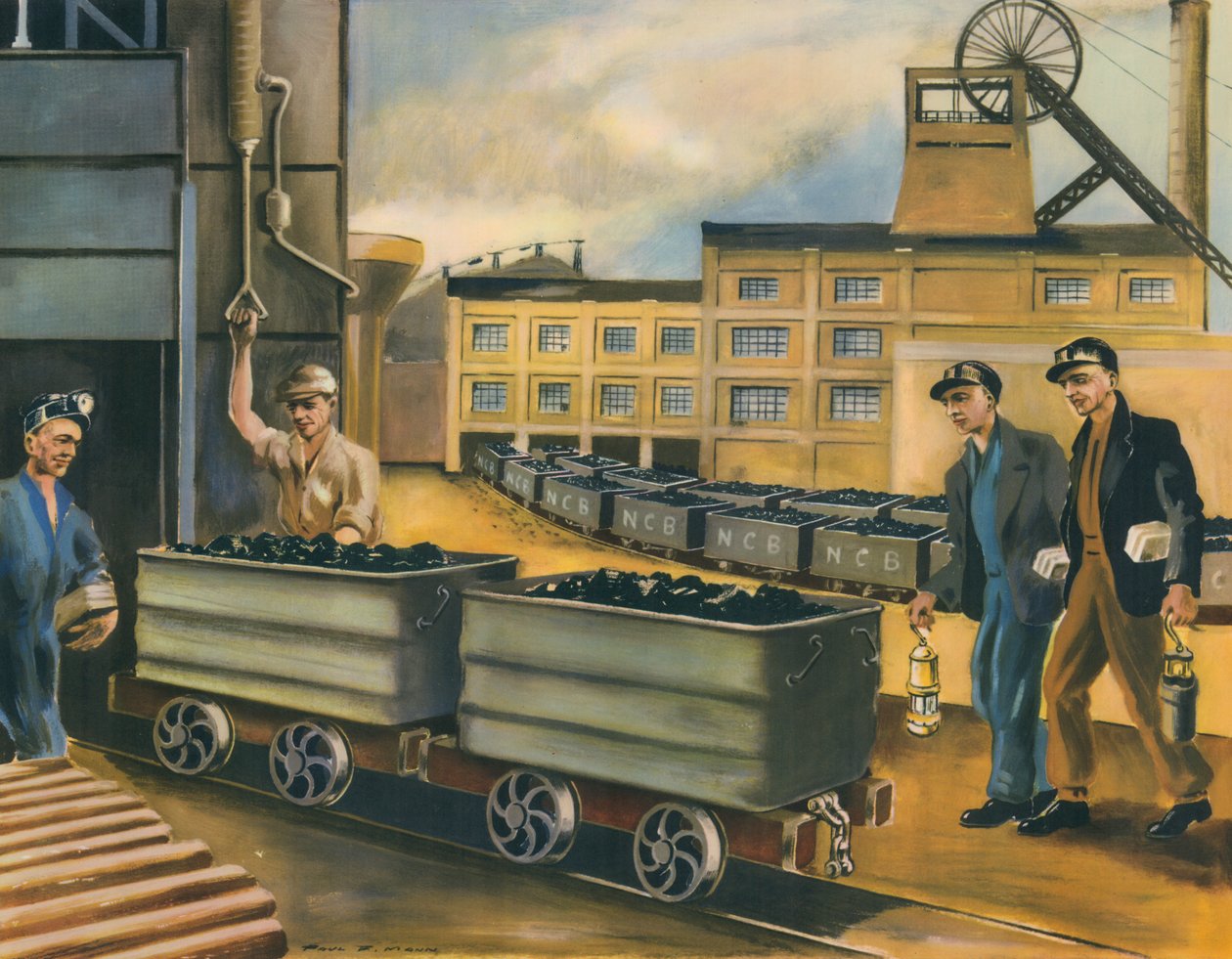 Čelo uhelného dolu ve Spojeném království (barevná litografie) od Paul B. Mann