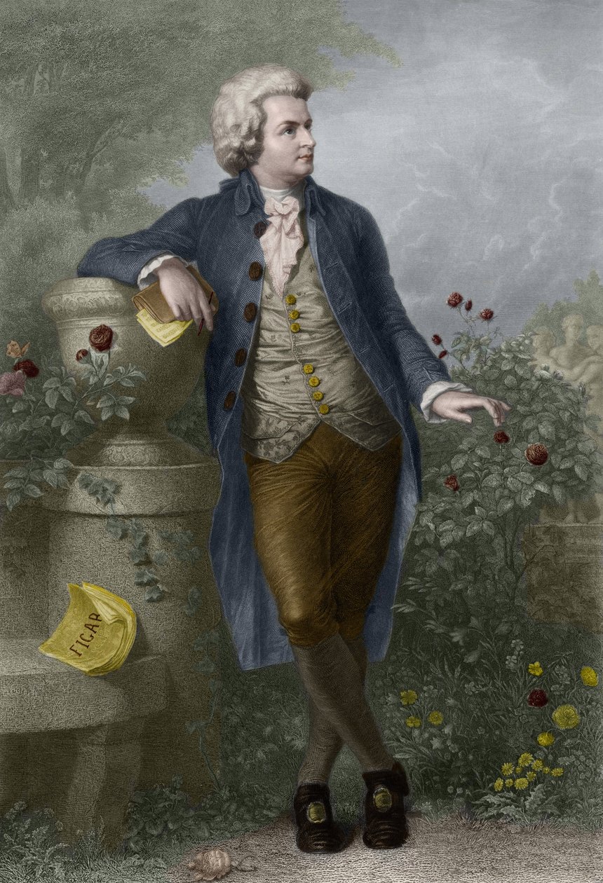 Portrét Wolfganga Amadea Mozarta (1756-1791) v Salcburku. Vyryl Paul Barfus (1823-1895). od Paul Barfus