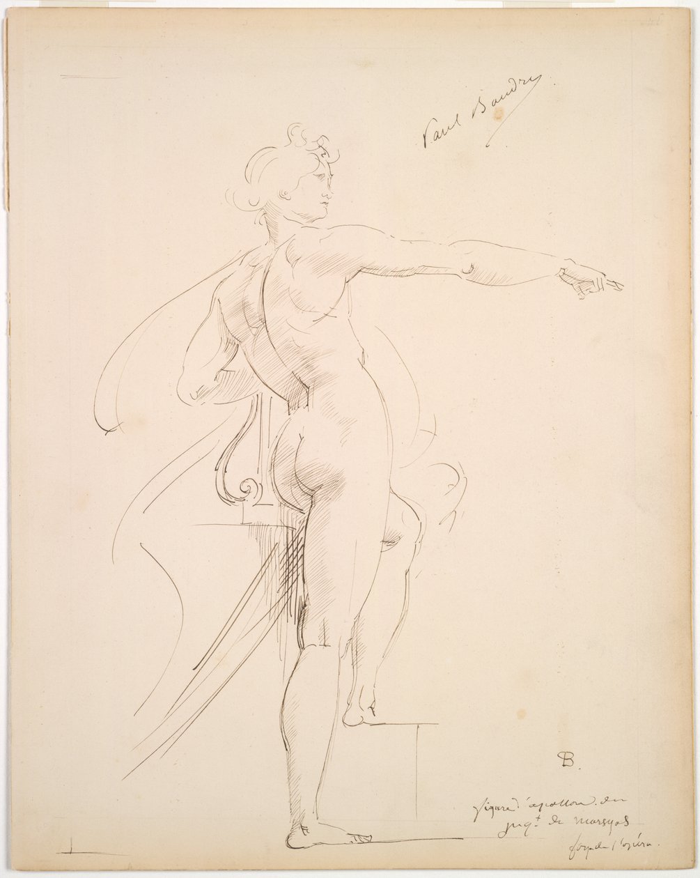 Studie Apolla pro Marsyas (recto); Obličej v profilu (verze) od Paul Baudry