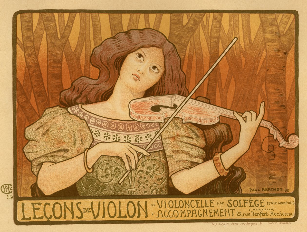 Plakát Leçons de Violon, 1898 od Paul Berthon