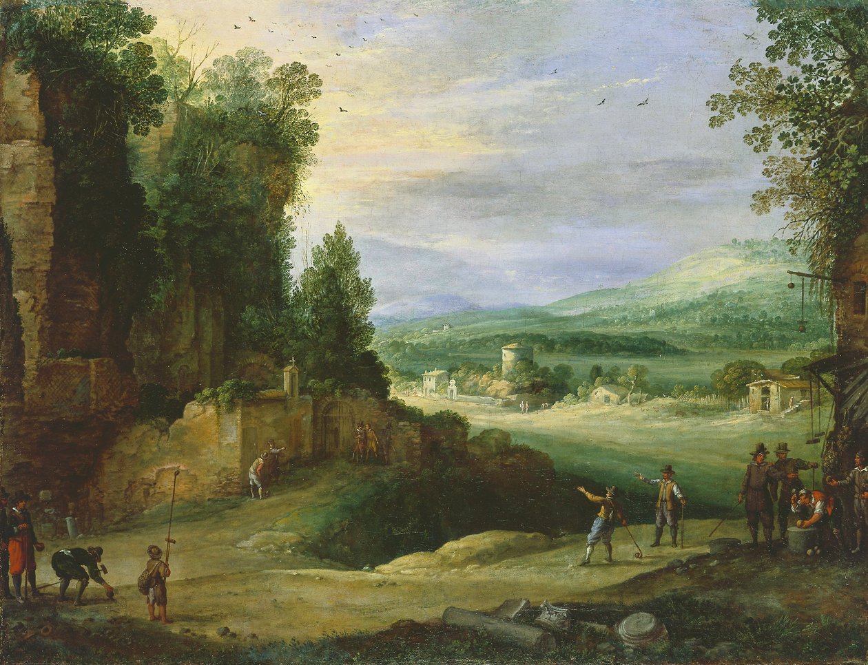 Krajina s muži hrajícími „Mail à la Chicane“ od Paul Bril